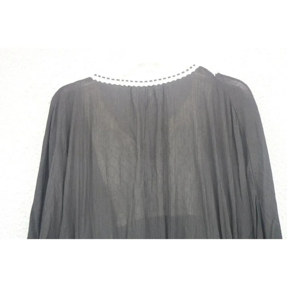 Umgee Black & Ivory Lace Semi-Sheer A-Line Dress-Size XL-Asymmetrical Hemline - Picture 9 of 9